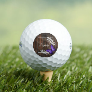 Rustic Purple Butterfly Golf Balls