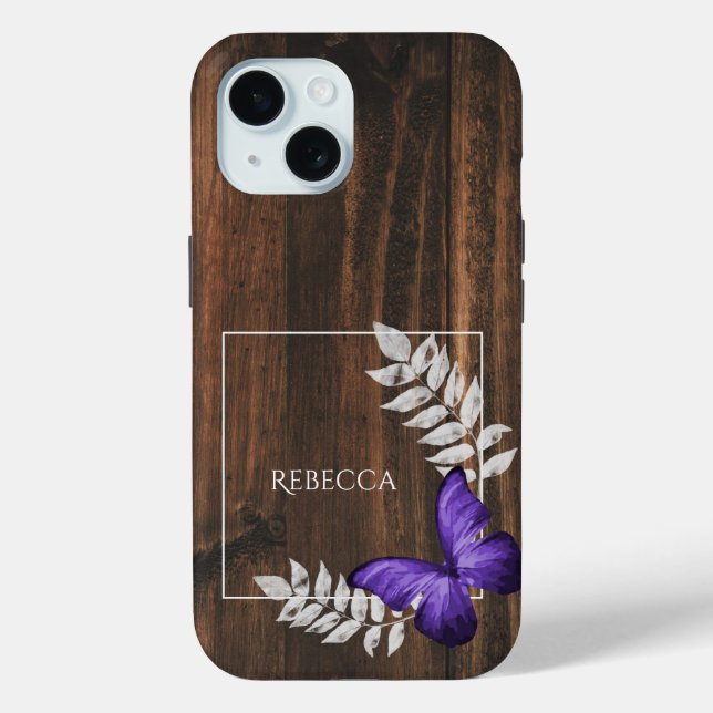 Rustic Purple Butterfly Personalised Case-Mate iPhone Case (Back)
