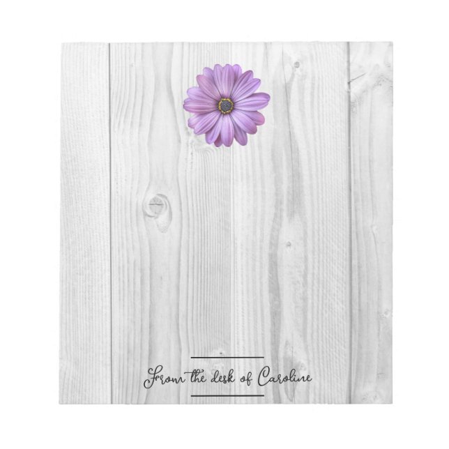 Rustic Purple Daisy Personalised Notepad (Front)