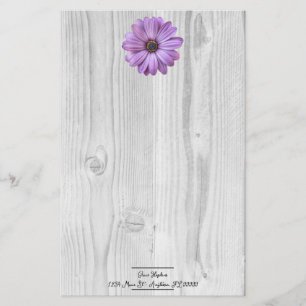 Rustic Purple Daisy Personalised Stationery