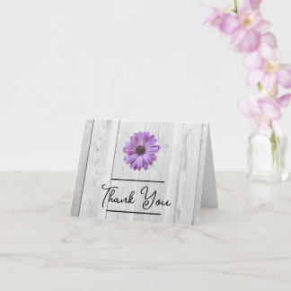 Rustic Purple Daisy Thank You Card