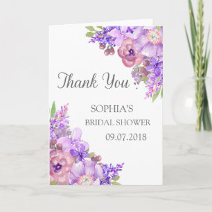 Rustic Purple Floral Bridal Shower Thank You