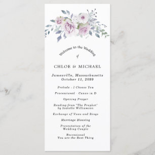 Rustic Purple Floral DIY Wedding Programme