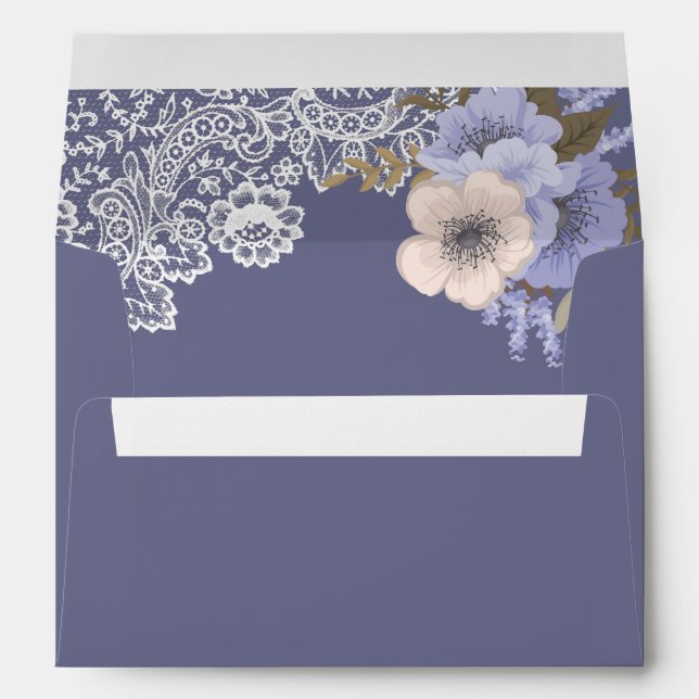 Rustic Purple Floral Lace Envelope (Back (Bottom))