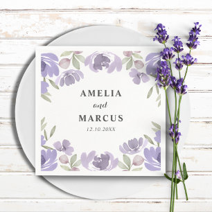 Rustic Purple Floral Watercolor Wedding Napkin