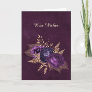 Rustic Purple Floral Wedding Congratulations Card