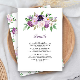 Rustic Purple Floral Wedding Details Enclosure Card