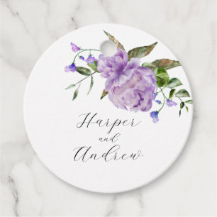 Rustic Purple Floral Wedding Favour Tags