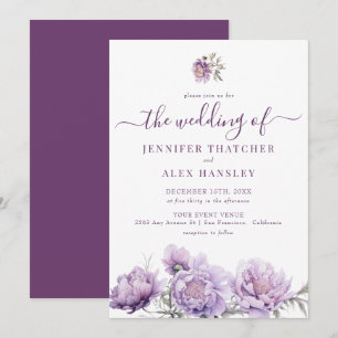 Rustic Purple Floral Wedding Invitation
