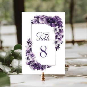 Rustic Purple Floral Wedding Table Number