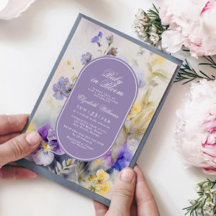 Rustic Purple Flowers Baby in Bloom Shower Invitation
