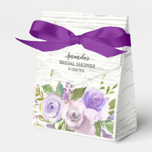 Rustic Purple Flowers Bridal Shower Favour Box