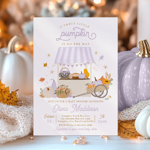 Rustic Purple Girl Pumpkin Baby Shower Invitation