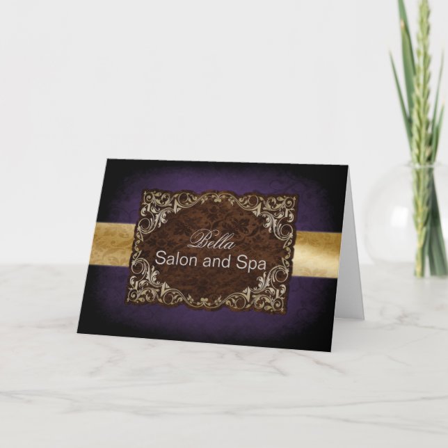 rustic purple gold Business Thank You Cards (Front)