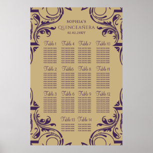 Rustic Purple Gold seating plan poster