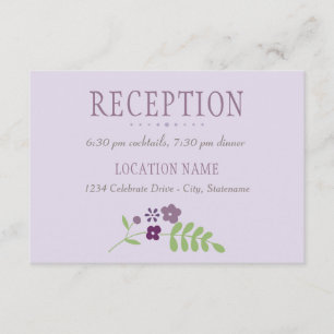 Rustic Purple Green Floral Wedding Reception Enclosure Card