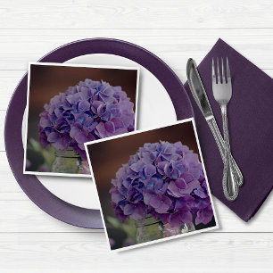 Rustic Purple Hydrangea in Mason Jar Photograph Napkin