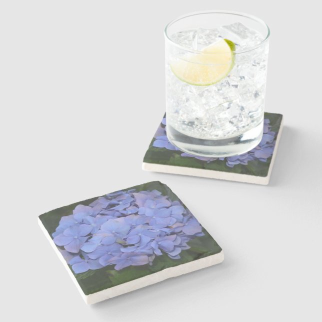 Rustic Purple Hydrangea macrophylla  Stone Coaster (Side)