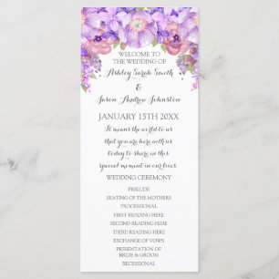 Rustic Purple Lavender Floral Wedding Program Programme