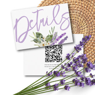 Rustic Purple Lavender & Foliage  Wedding Details Enclosure Card
