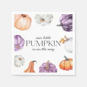 Rustic Purple Orange White Pumpkin Baby Shower Napkin
