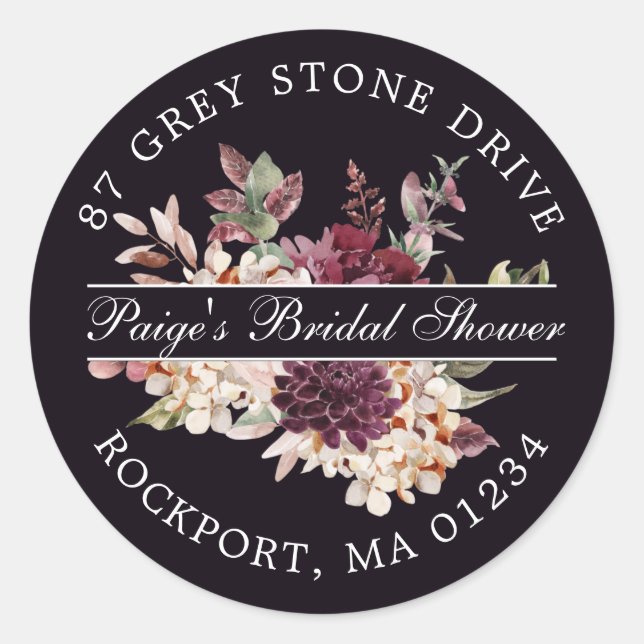 Rustic Purple Pink Floral Return Address Label (Front)