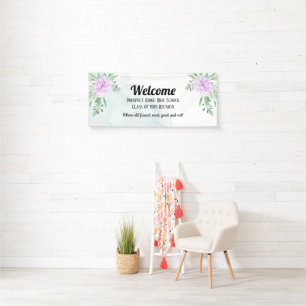 Rustic Purple Rose Eucalyptus Class Reunion Banner