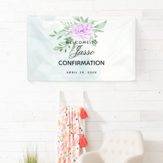Rustic Purple Rose Eucalyptus Confirmation Banner