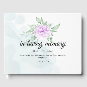 Rustic Purple Rose Eucalyptus Funeral Guest Guest Book