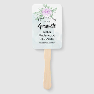 Rustic Purple Rose Eucalyptus Greenery Graduation Hand Fan