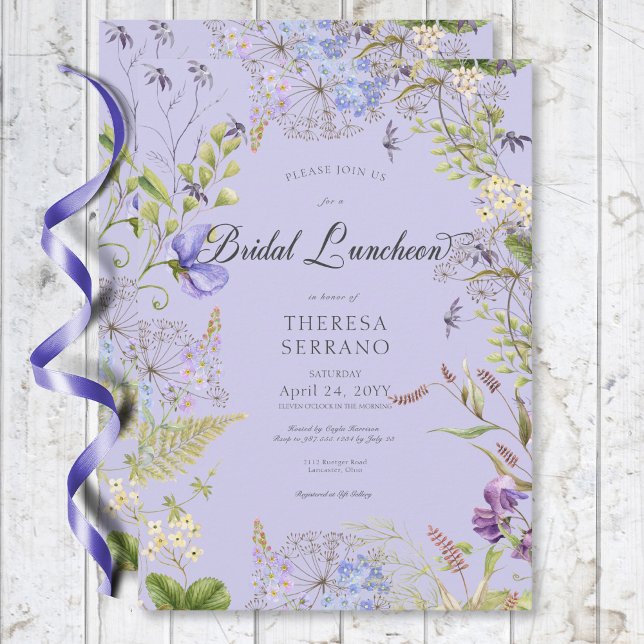 Rustic Purple Sage Wildflower Bridal Lunch Invitation (Rustic Purple Sage Wildflower Bridal Lunch Invitation)