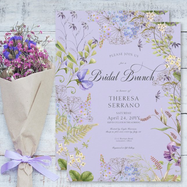 Rustic Purple Sage Wildflower Purple Bridal Brunch Invitation (Rustic Purple Sage Wildflower Purple Bridal Brunch Invitation)
