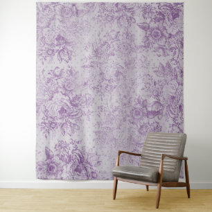 rustic purple, shabby chic,pale lavender florals, tapestry