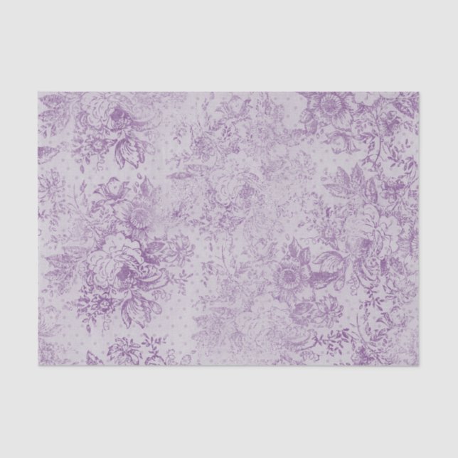 rustic purple, shabby chic,pale lavender florals, tissue paper (Front)