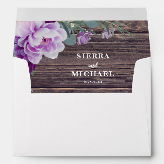 Rustic Purple & Silver Floral Wedding Invitation Envelope