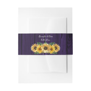 Rustic Purple Sunflower Invitation Belly Band