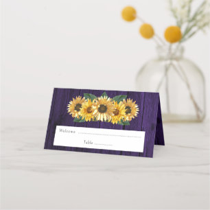 Rustic Purple Sunflower Reception Place Card