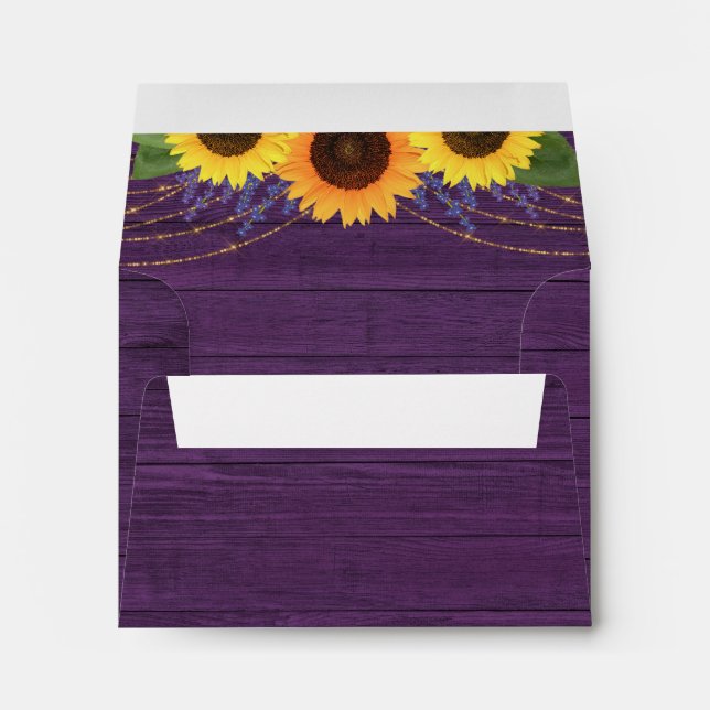 Rustic Purple Sunflower RSVP Card Return Address Envelope (Back (Bottom))