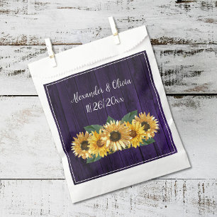 Rustic Purple Sunflower Wedding Favour Bag