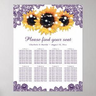 Rustic Purple Sunflower Wedding Seating Chart 8