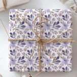 Rustic Purple Watercolor floral pattern  Wrapping Paper<br><div class="desc">Enhance any gift with our modern floral design gift wrap, adding a special touch to your presents. This pretty boho wrapping paper features elegant watercolor florals on a pristine white background. The all-over repeating pattern in shades of purple and blue is perfect for weddings, bridal showers, birthdays, and more. Elevate...</div>
