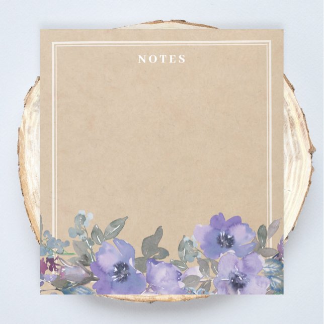 Rustic Purple Watercolor Flowers Notepad (Creator Uploaded)