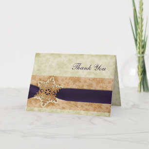 rustic purple winter wedding Thank You Card