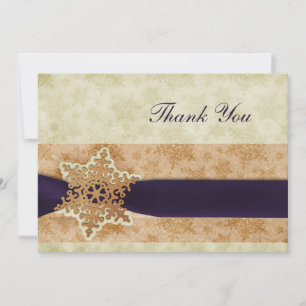 rustic purple winter wedding Thank You Invitation