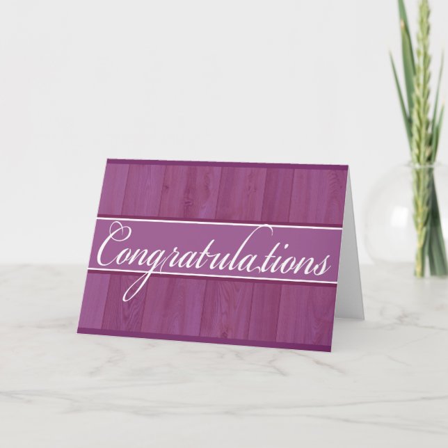 Rustic purple wood Congratulations greeting card (Front)