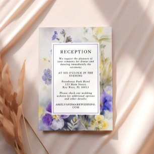 Rustic Purple & Yellow Flowers Wedding Reception Enclosure Card