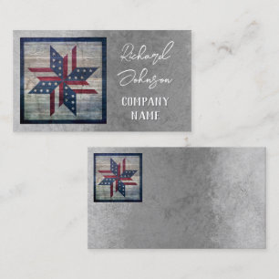 rustic quilt block star pattern Stars and Stripes  Business Card