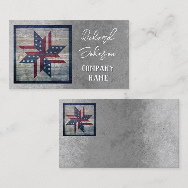 rustic quilt block star pattern Stars and Stripes  Business Card (Front/Back)