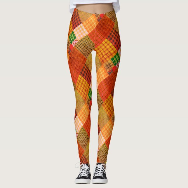 Rustic Quilt Patchwork Leggings (Front)