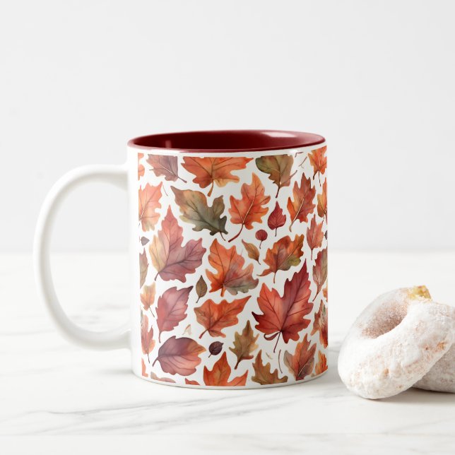 Rustic Radiance Pattern Design Two-Tone Coffee Mug (With Donut)